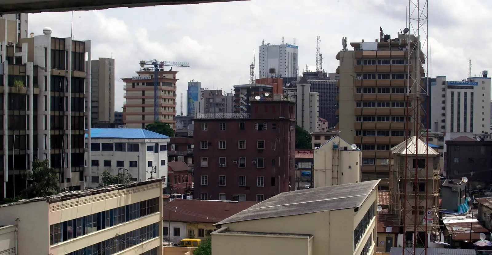 Office towers and rooftops of Lagos Island's business district